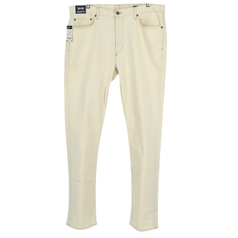 Cremieux Premium Denim Mens Straight Fit Jeans 36x34 Ecru Off White NWT F45PX663